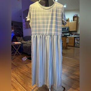 Tickled Teal Light Striped Midi Dress